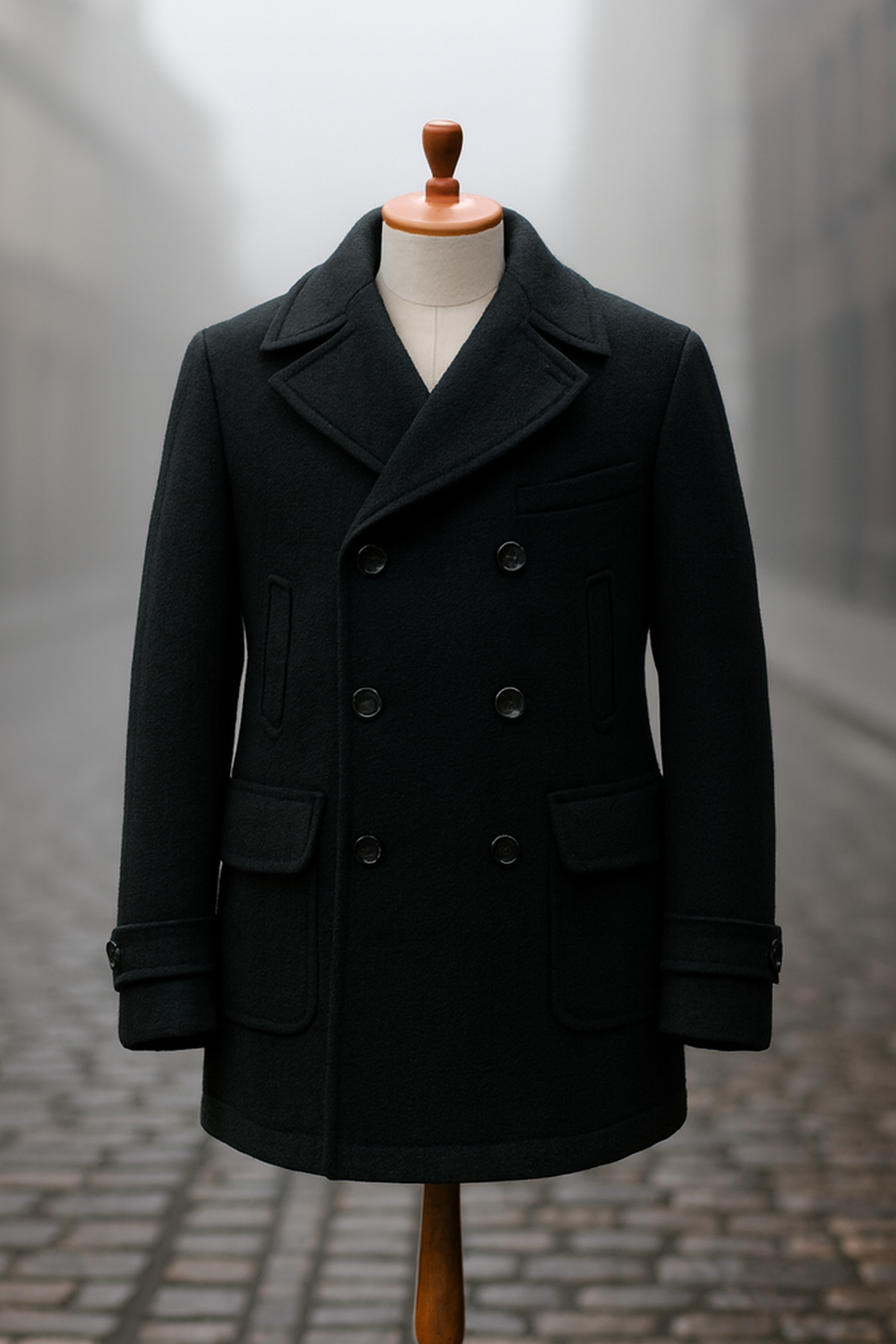 Luxurious Men’s Double-Breasted Wool Coat