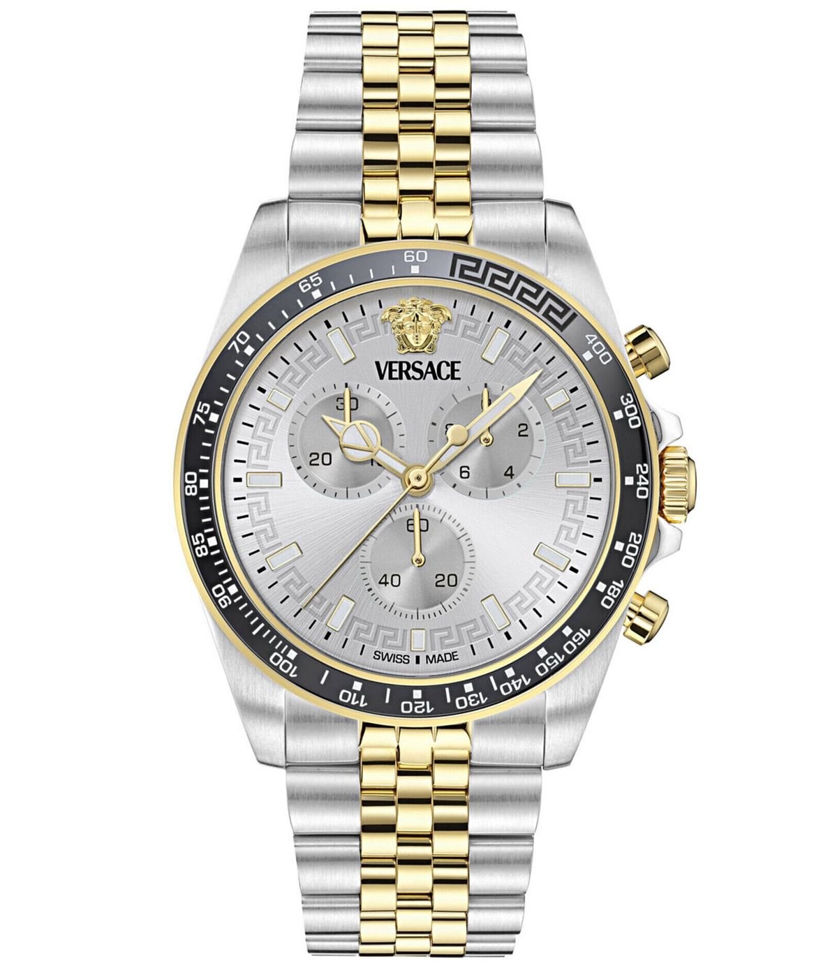 Versace Men’s Swiss Chronograph Greca Chrono Wave Two-Tone Stainless Steel Bracelet